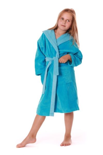 TAMPA DUO dětský župan s kapucí - Tyrkysová, vel. 152, galerie